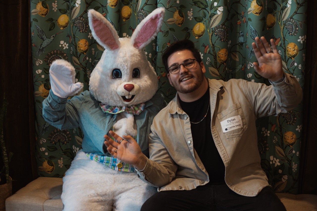 Dylan with an Easter bunny