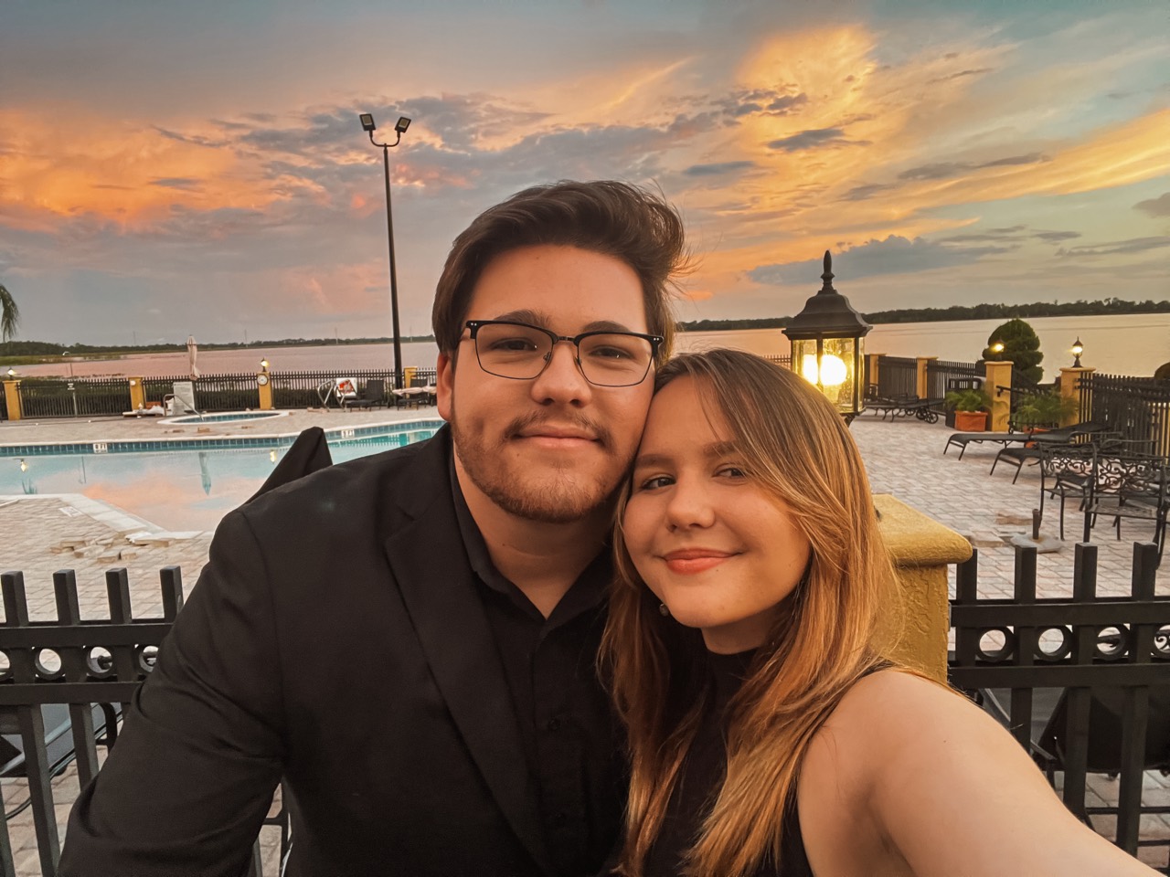 Dylan with a friend at sunset